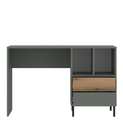 Spentrup Olive Green and Natural Oak Wood Desk 2 Drawers
