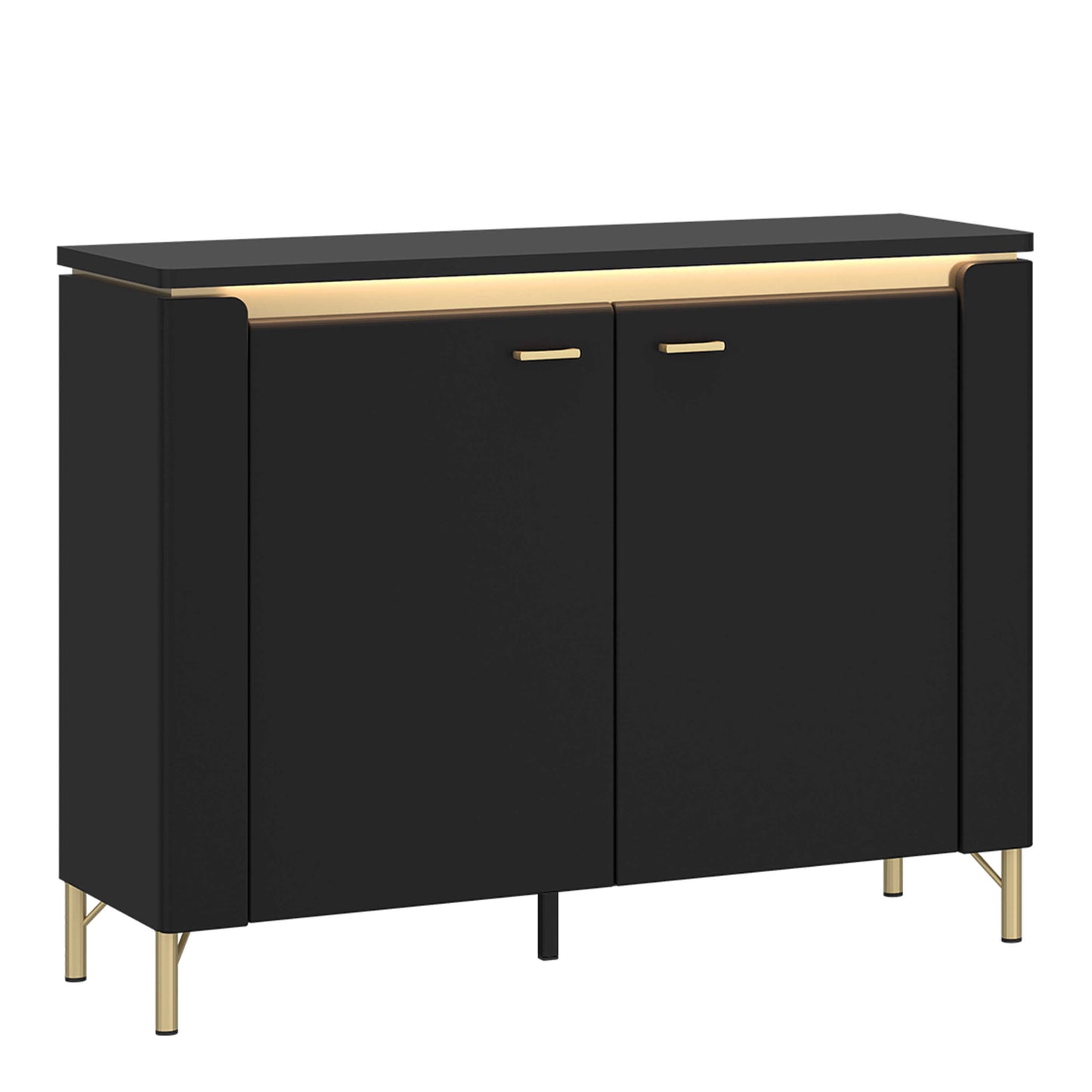Marslet Black and Gold Sideboard 2 Door with LED Lights