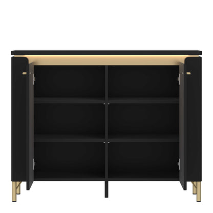 Marslet Black and Gold Sideboard 2 Door with LED Lights