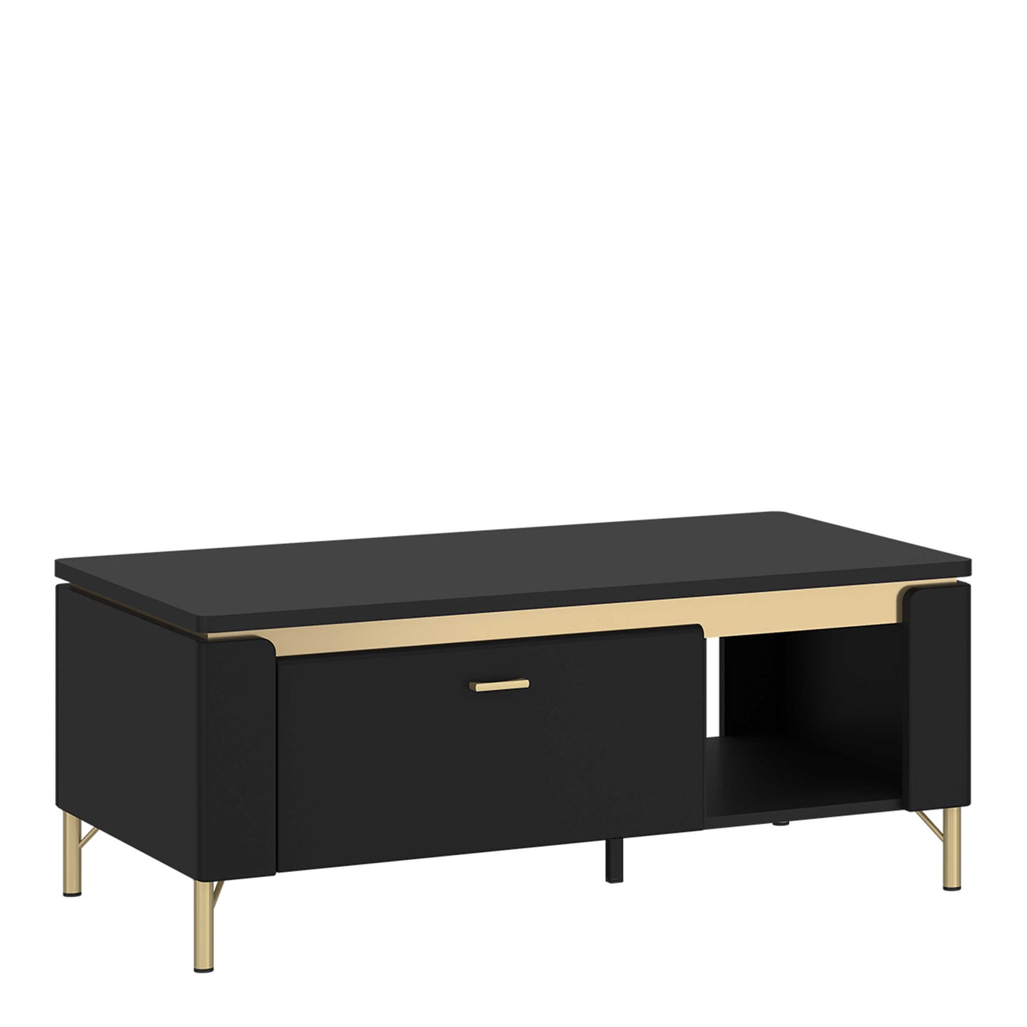 Marslet Narrow Black and Gold Coffee Table 1 Drawer