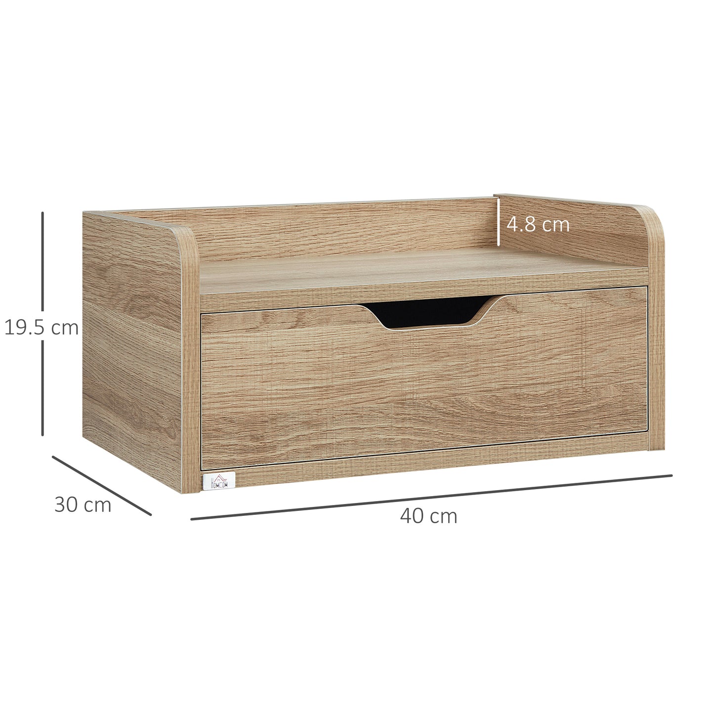 Tacoso Set of 2 Natural Wood Chevron Floating Nightstands With Drawer Wall Mounted