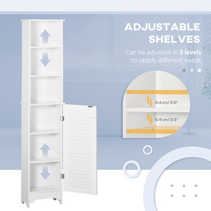 Nesaco Cofa Slim Tall Bathroom Storage Cabinet With Adjustable Shelves And Shutter Door White