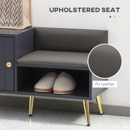 Roha Wooden Grey Shoe Storage Unit With Padded Seat
