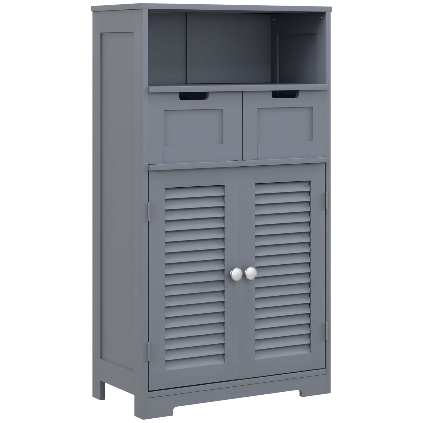 Tono 3 Section Bathroom Storage Unit With Shelves Drawers And Cupboard Grey