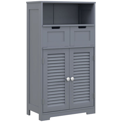 Tono 3 Section Bathroom Storage Unit With Shelves Drawers And Cupboard Grey