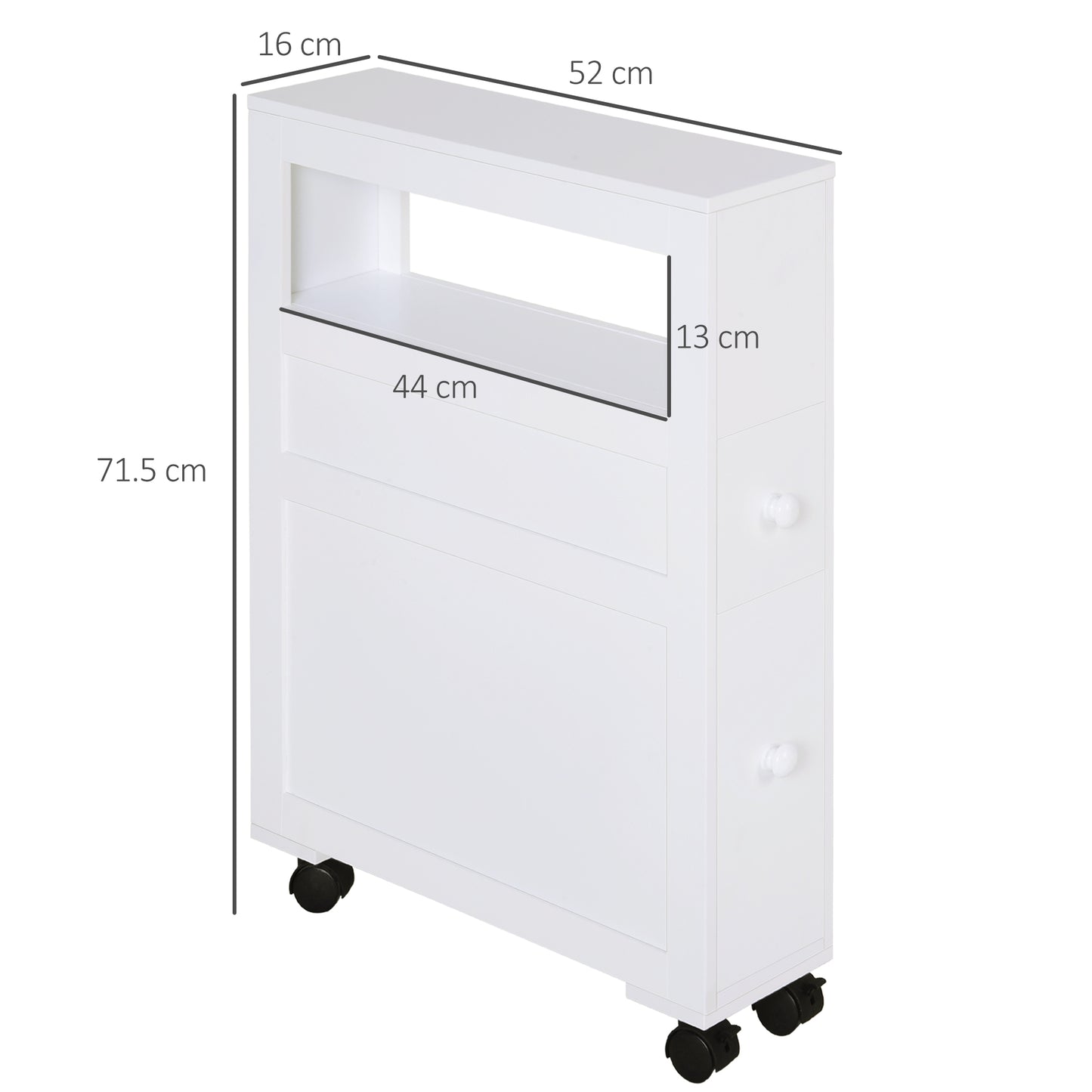 Mine Balu Narrow Rolling Bathroom Storage Unit With 2 Drawers And Wheels