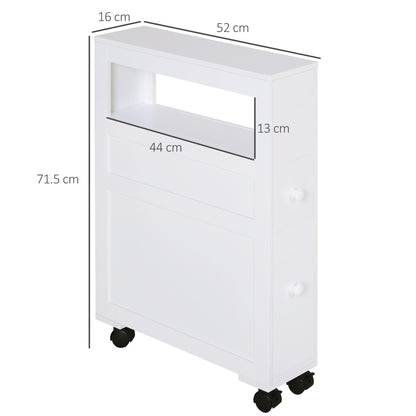 Mine Balu Narrow Rolling Bathroom Storage Unit With 2 Drawers And Wheels