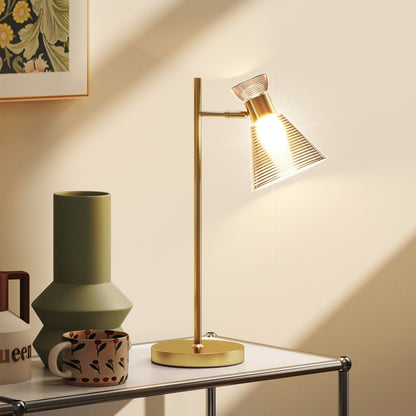 Saha Metal Gold Tone Modern Table Lamp With Adjustable Flower Style Head