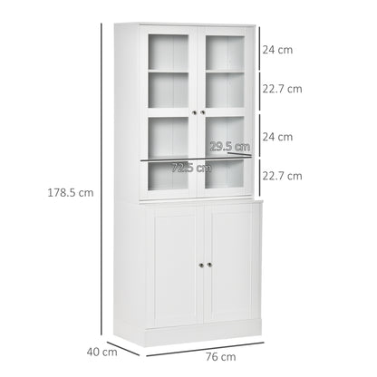 Mola Colu Wood And Glass White Display Bookcase With Adjustable Shelves And Glass Doors