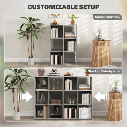 Salusosu Wooden Light Grey 6 Cube Storage Bookcase