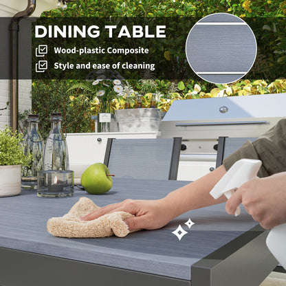 Lani 6 Seater Light  Grey Mesh Garden Dining Set With Rectangular Table