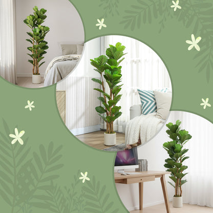 Toelna Artificial Fiddle Leaf Fig Style Tree With Broad Leaves H8 150cm Green