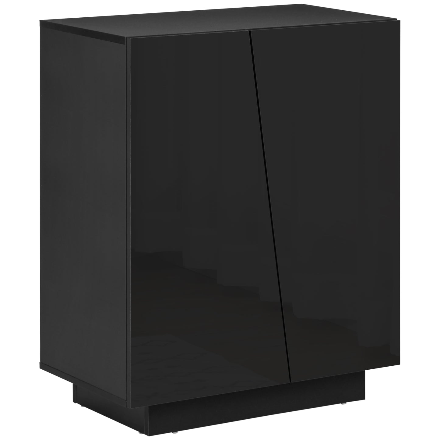 Ranifa Modern High Gloss Black Freestanding Storage Cabinet 2 Doors