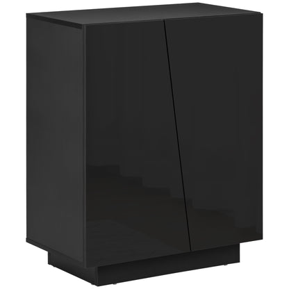 Ranifa Modern High Gloss Black Freestanding Storage Cabinet 2 Doors