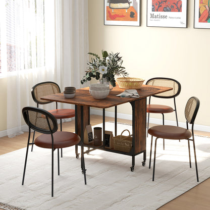 Nilanana Wooden Rustic Brown And Black Drop Leaf Dining Table Seating 6