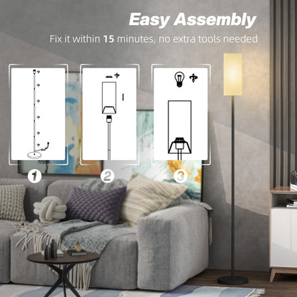 Pavi  Metal And Fabric White Minimalist Floor Lamp With Linen Shade And Foot Switch
