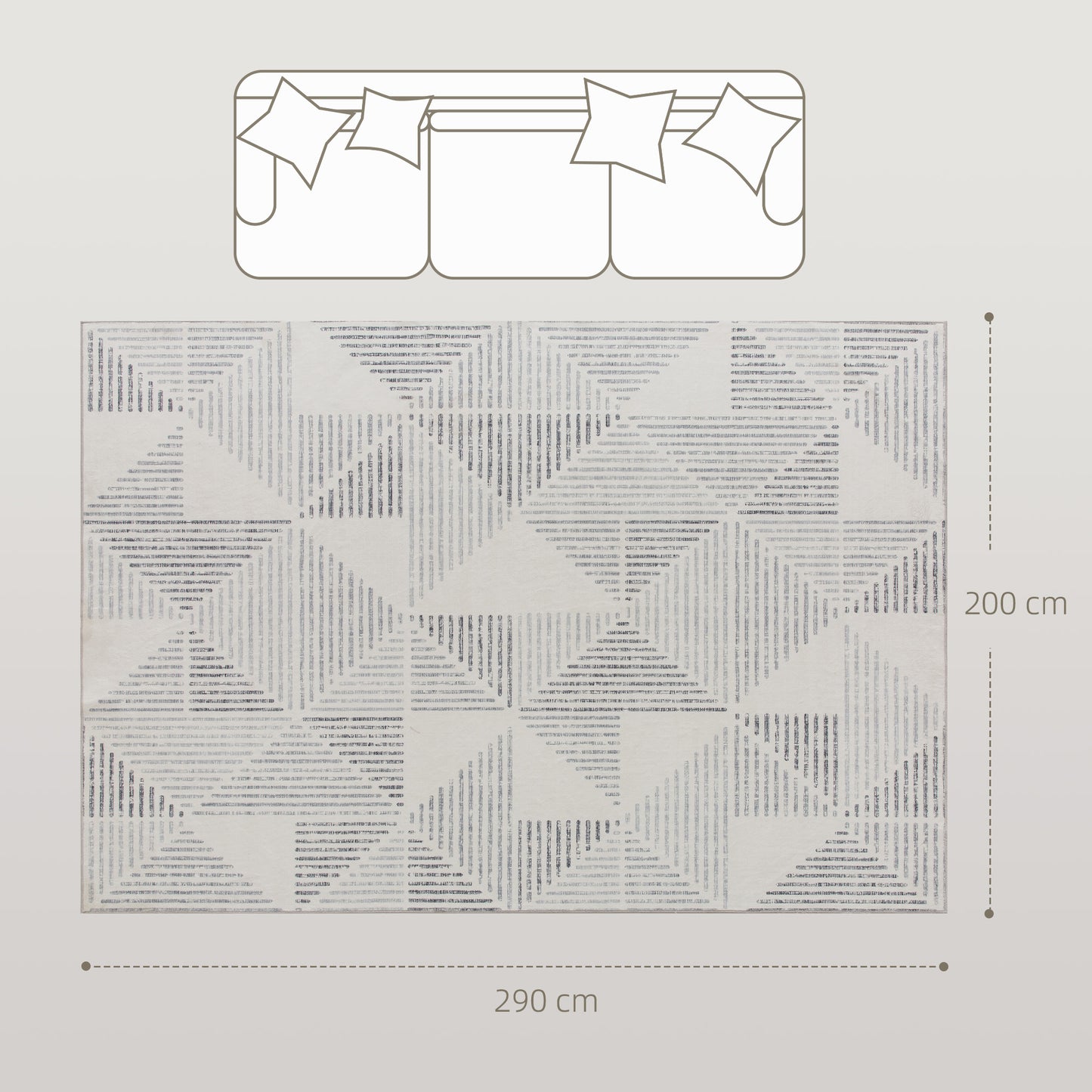 Keka 290 x 200cm Grey Geometric Non Slip Washable Rug