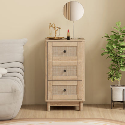 Milu Wood Oak Finish 3 Drawer Compact Storage Chest 40 cm Wide