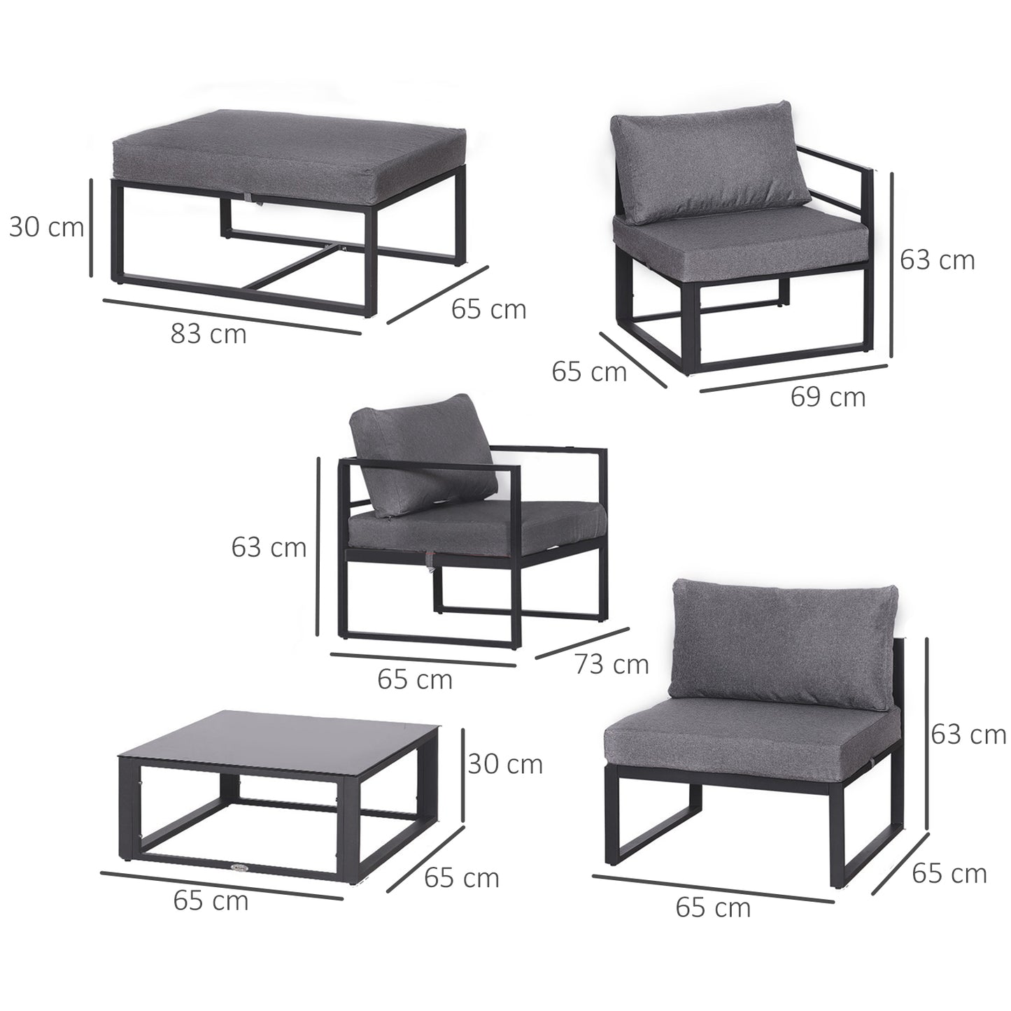 Nimavi 6 Seater Outdoor Sofa Set with Coffee Table Chair and Stool