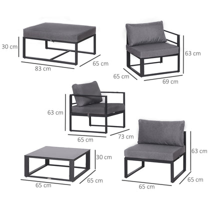 Nimavi 6 Seater Outdoor Sofa Set with Coffee Table Chair and Stool