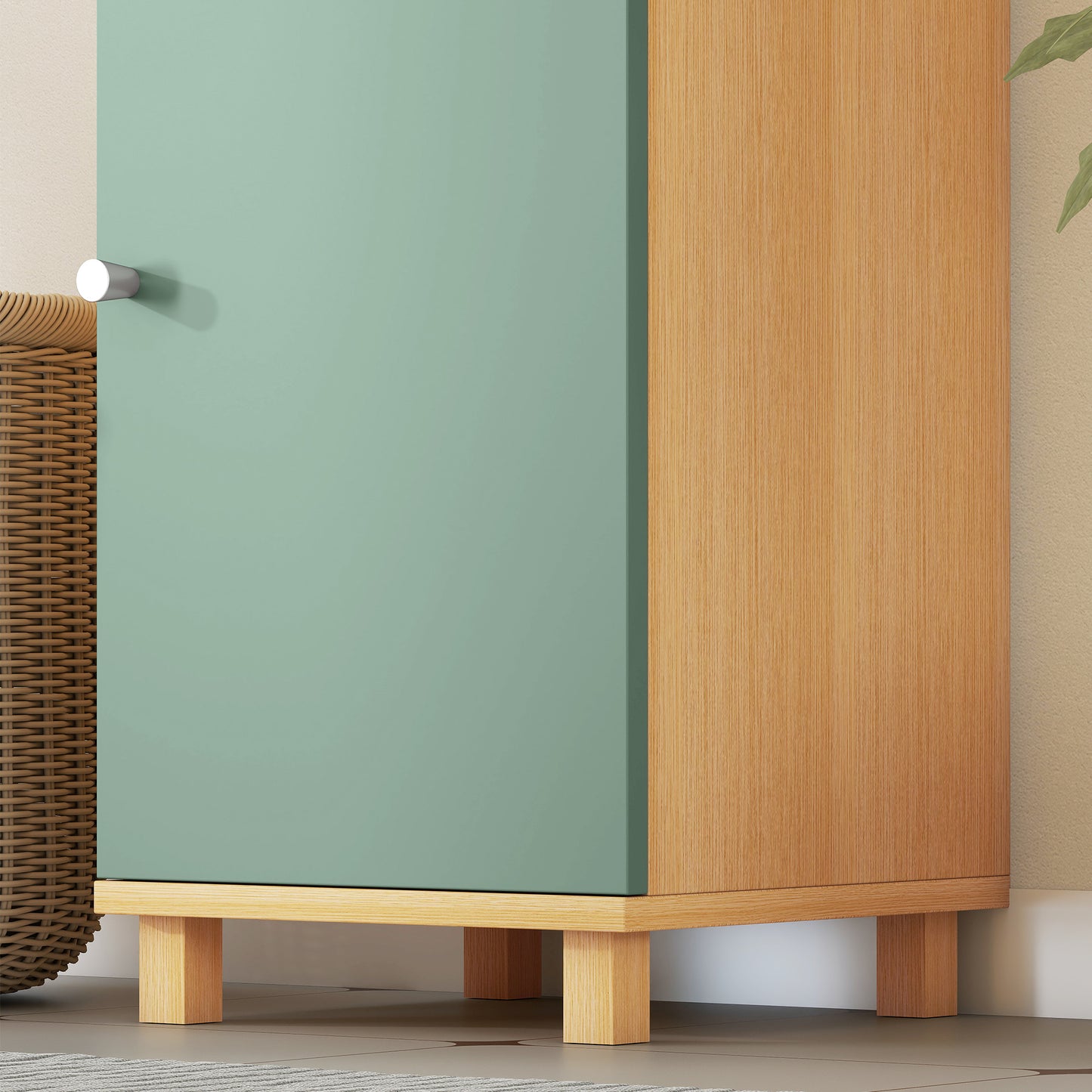 Vemale Bathroom Storage Cabinet With Adjustable And OFauxn Shelving Green