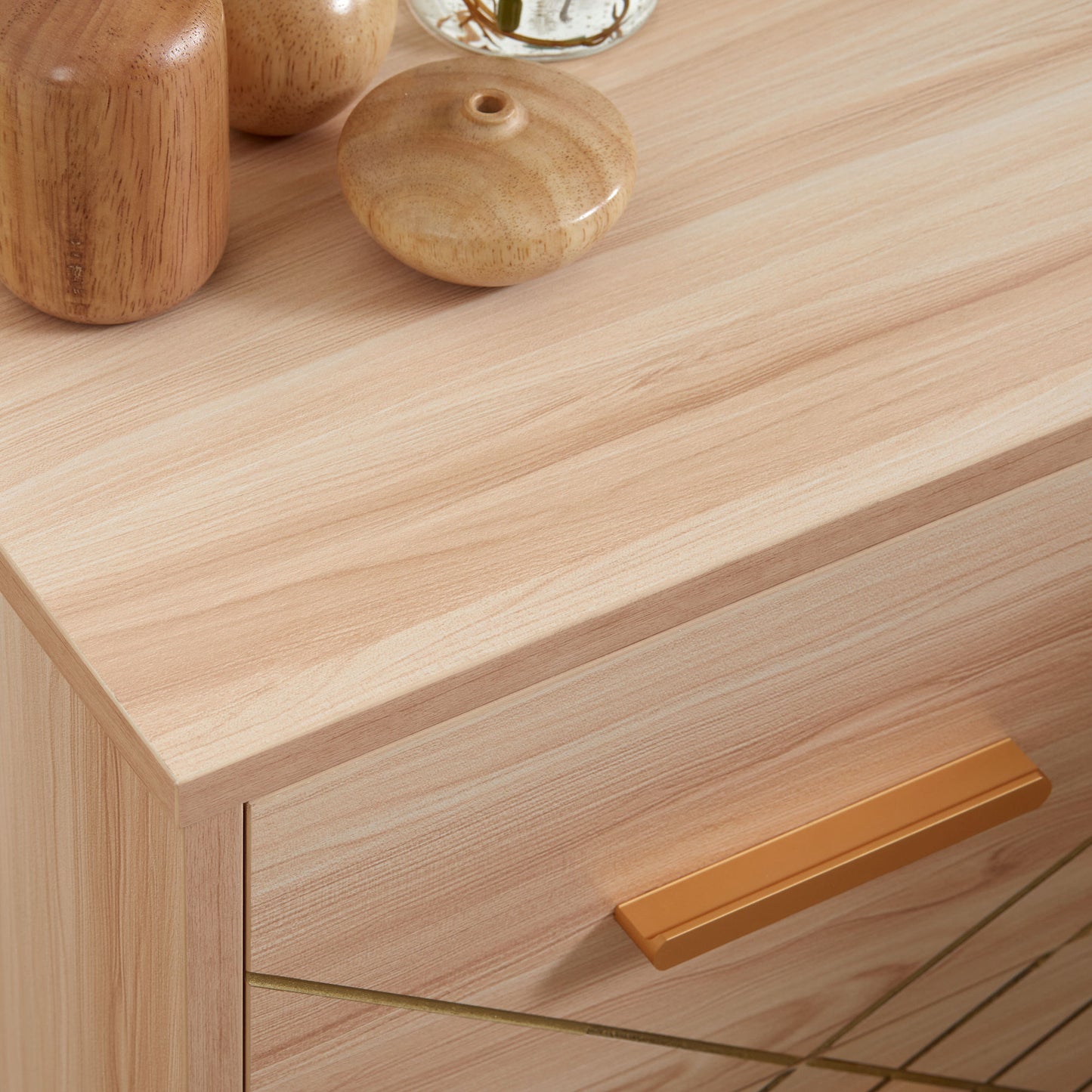 Reyo Set Of 2 Wooden Natural Scandinavian Bedside Tables 2 Drawers