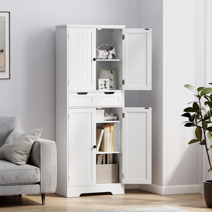 Lucola Tall Freestanding Bathroom Storage Cabinet In White
