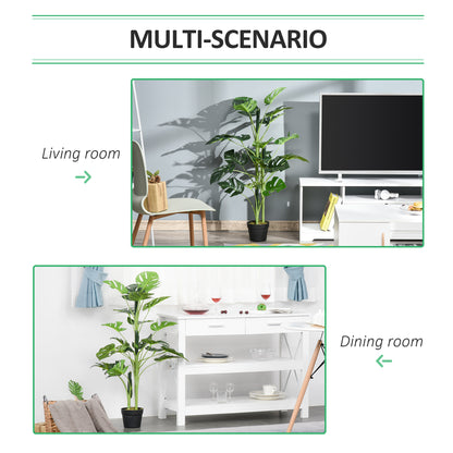 Doka Large Artificial Monstera Style Tree With 21 Leaves In Decorative Pot