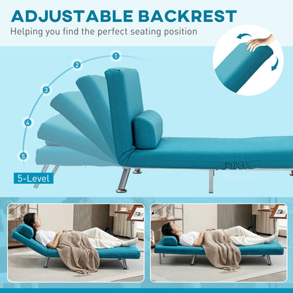 Rekele Linen Dark Blue Single Sleeper Chair