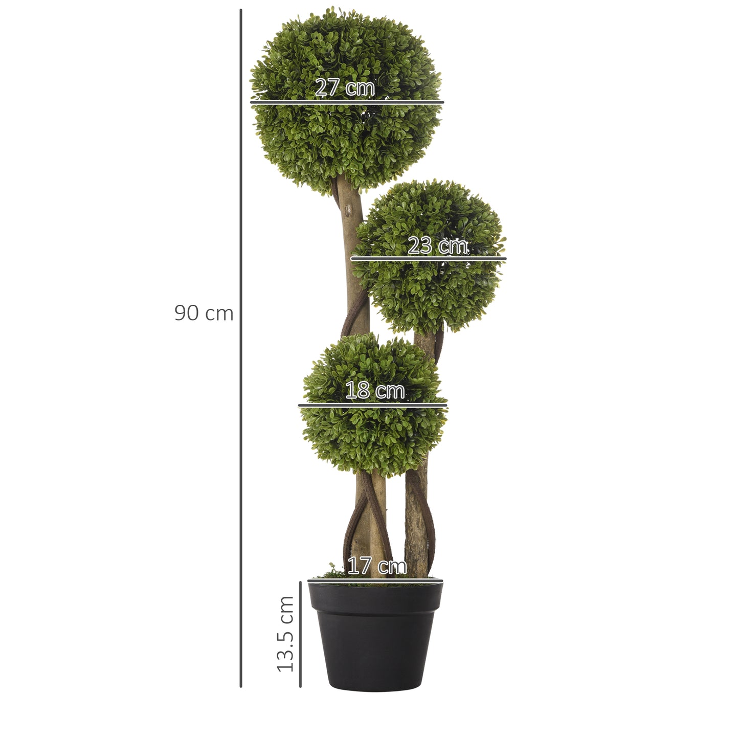 Sasafa Tane Set Of 2 Light Green Artificial Boxwood Ball Topiary Trees In Pots H8 90cm