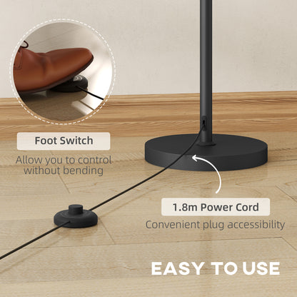 Tora Metal Black Tall Floor Lamp With 3 Lights And Foot Switch E27 Fitting