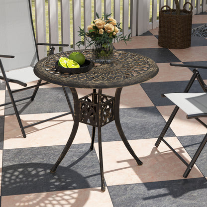 Kenofa Cast Aluminium Bronze Round Garden Dining Table With Parasol Hole