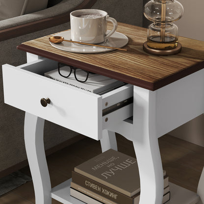 Rifipa White Set Of 2 French Style Bedside Tables With Drawer And Open Shelf