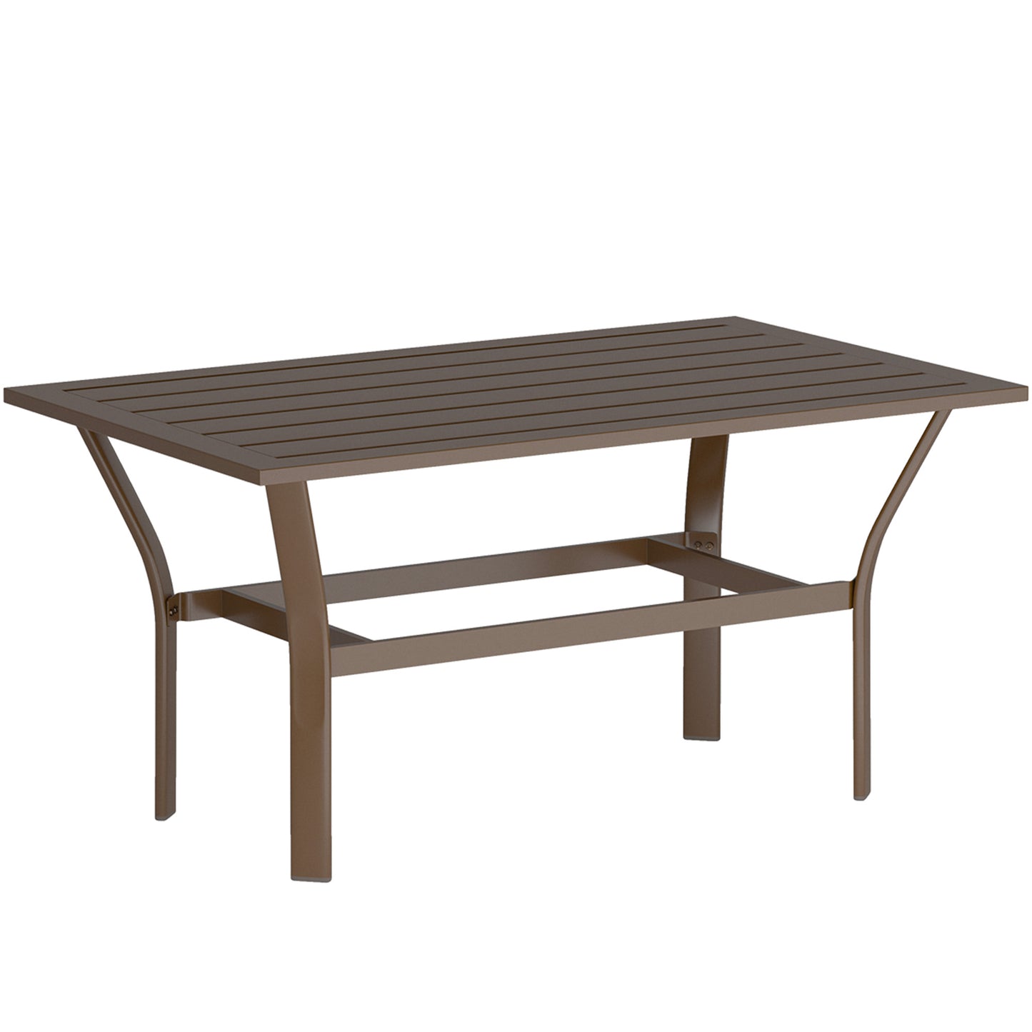 Dosu Yoba Metal And Wooden Brown Outdoor Rectangular Coffee Table With Slatted Top