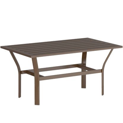 Dosu Yoba Metal And Wooden Brown Outdoor Rectangular Coffee Table With Slatted Top
