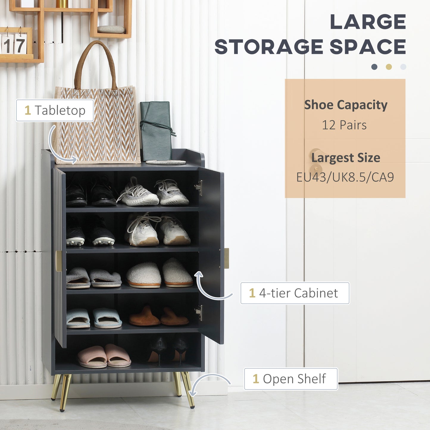Kael Wooden Grey Entryway Shoe Storage Set Bench And Steel Legs For 19 Pairs