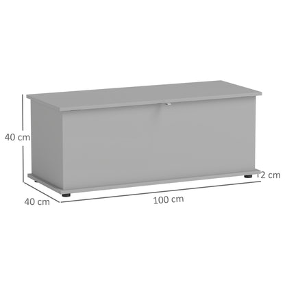 Fito Vima Grey Wood Storage Trunk With Flip Top Lid And Safety Hinges 113 Litre