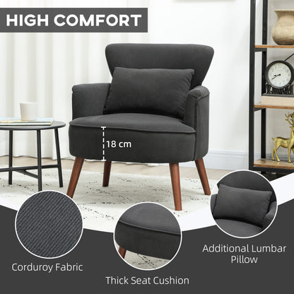 Mielyo Black Corduroy Retro Accent Armchair