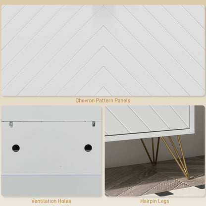 Notafa Wooden White Chevron Cabinet With Gold Accents For 12 Pairs