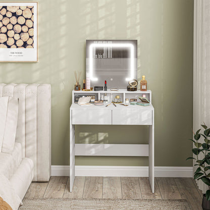 Linora Roso White Dressing Table With LED Mirror And Built In Storage