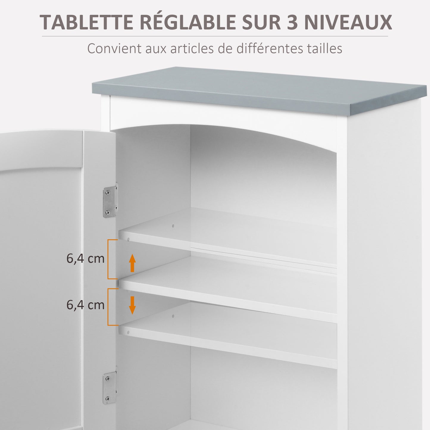 Miel Wall Mounted Bathroom Storage Cabinet With Arched Door And Adjustable Shelving Light Grey And White