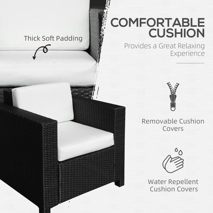 Raco Rattan Black Single Outdoor Armchair With Thick Cushioned Seat And Armrests