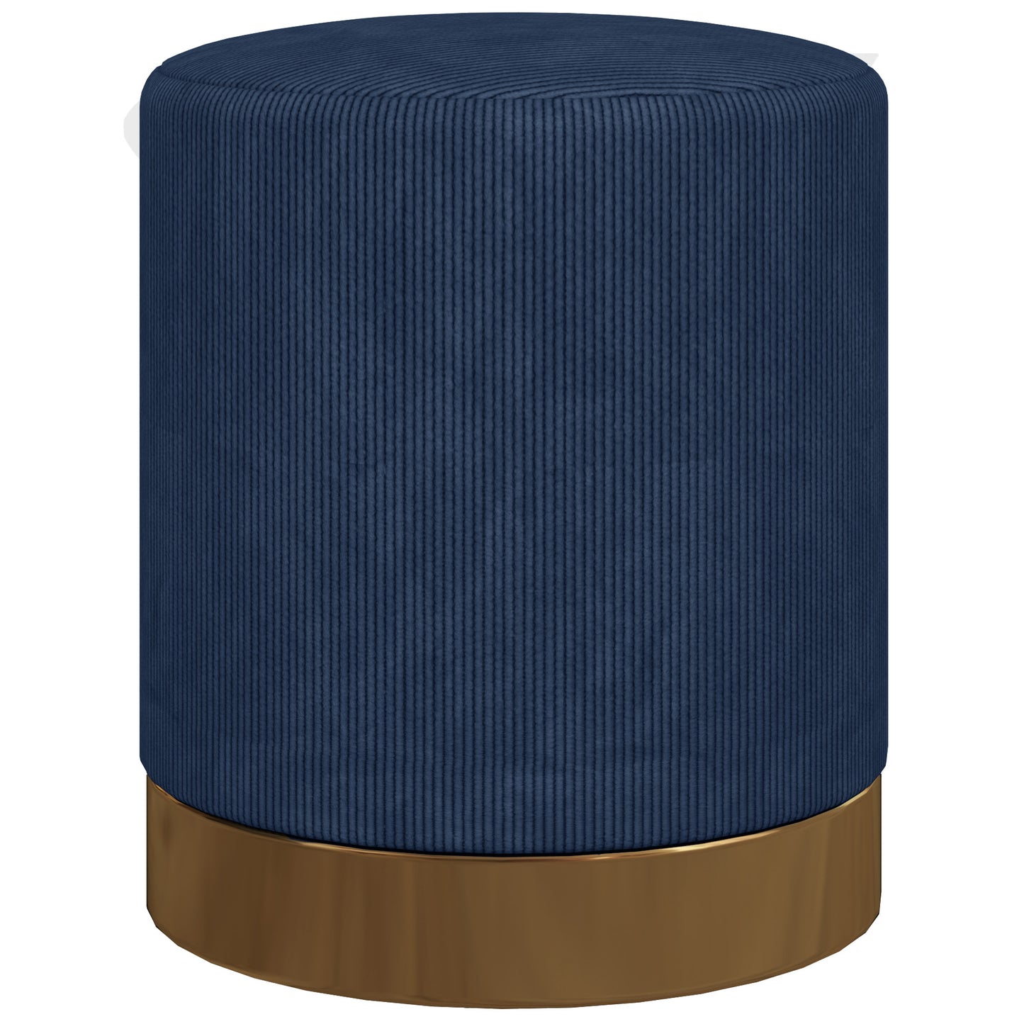 Tamo Bala Corduroy Dark Blue Soft Padded Footstool Gold Accent