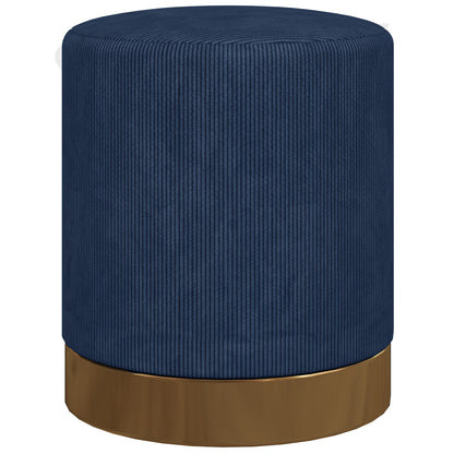 Tamo Bala Corduroy Dark Blue Soft Padded Footstool Gold Accent