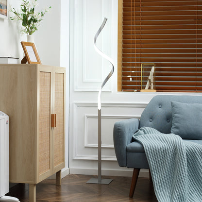 Marimba Metal Silver Dimmable Spiral Floor Lamp With Adjustable Brightness And Square Base