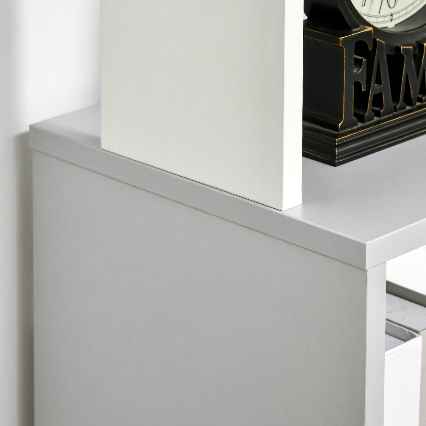Ziva Wood White And Light Grey 5 Tier Freestanding Bookcase