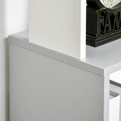 Ziva Wood White And Light Grey 5 Tier Freestanding Bookcase