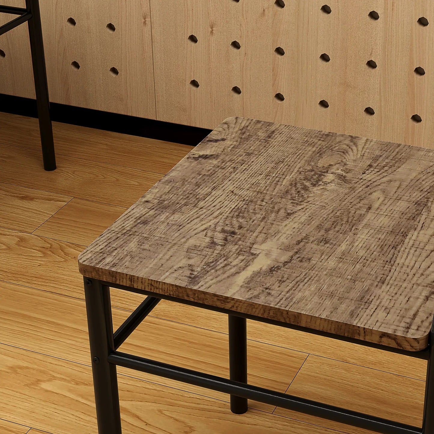Birutte Wooden Oak Effect And Black 5 Piece Minimal Dining Set