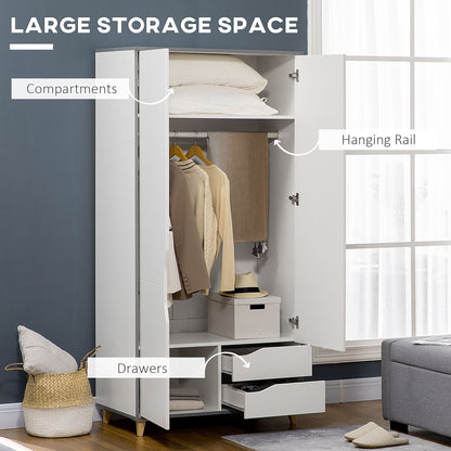 Demimar Grey And White Bedroom Furniture Set With Wardrobe and Chest Of Drawers