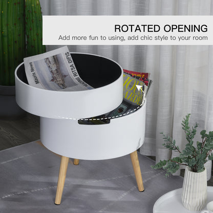 Lalo Set Of 2 Wooden White Round 3 Tier Bedside Tables With Hidden Storage and Tray Tops